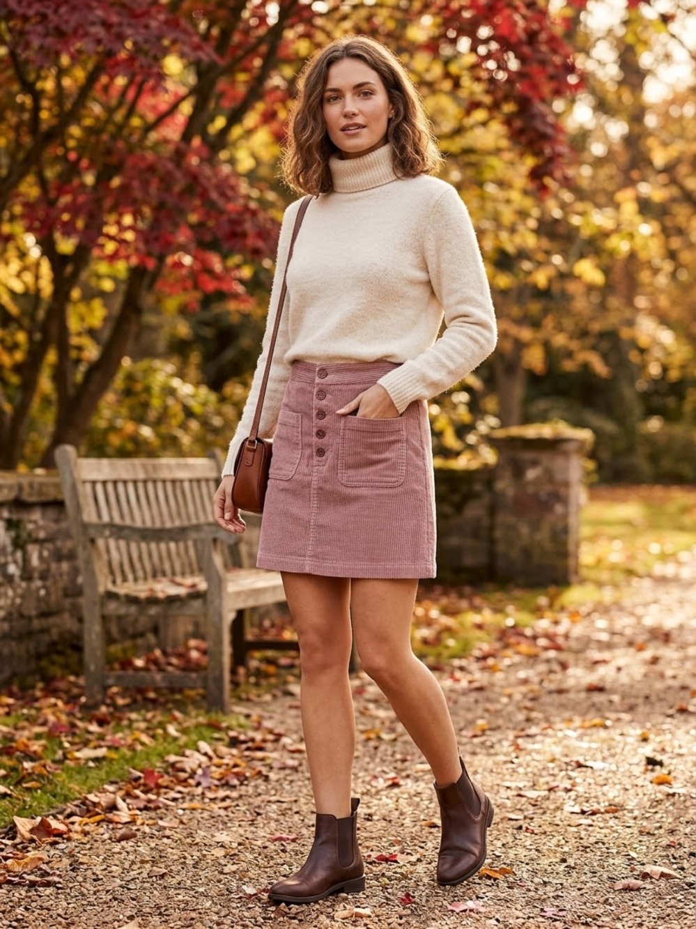 Wander Rose Pink Corduroy Button-Front Mini Skirt